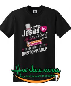 With Jesus in her Heart and Dunkin' Donuts coffee T-Shirt