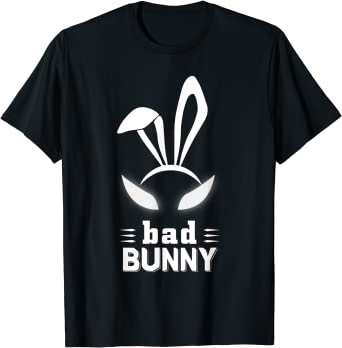 Bad Bunny cartoon black T-shirt