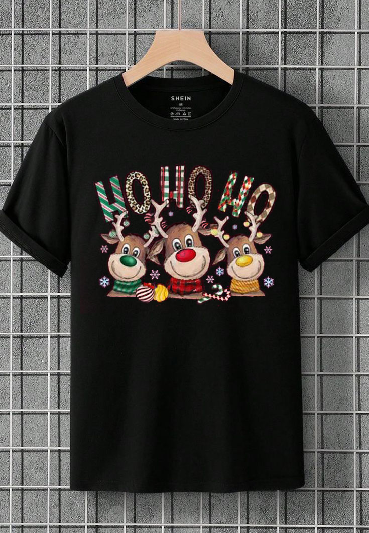 Ho Ho Ho Deer Christmas T shirt